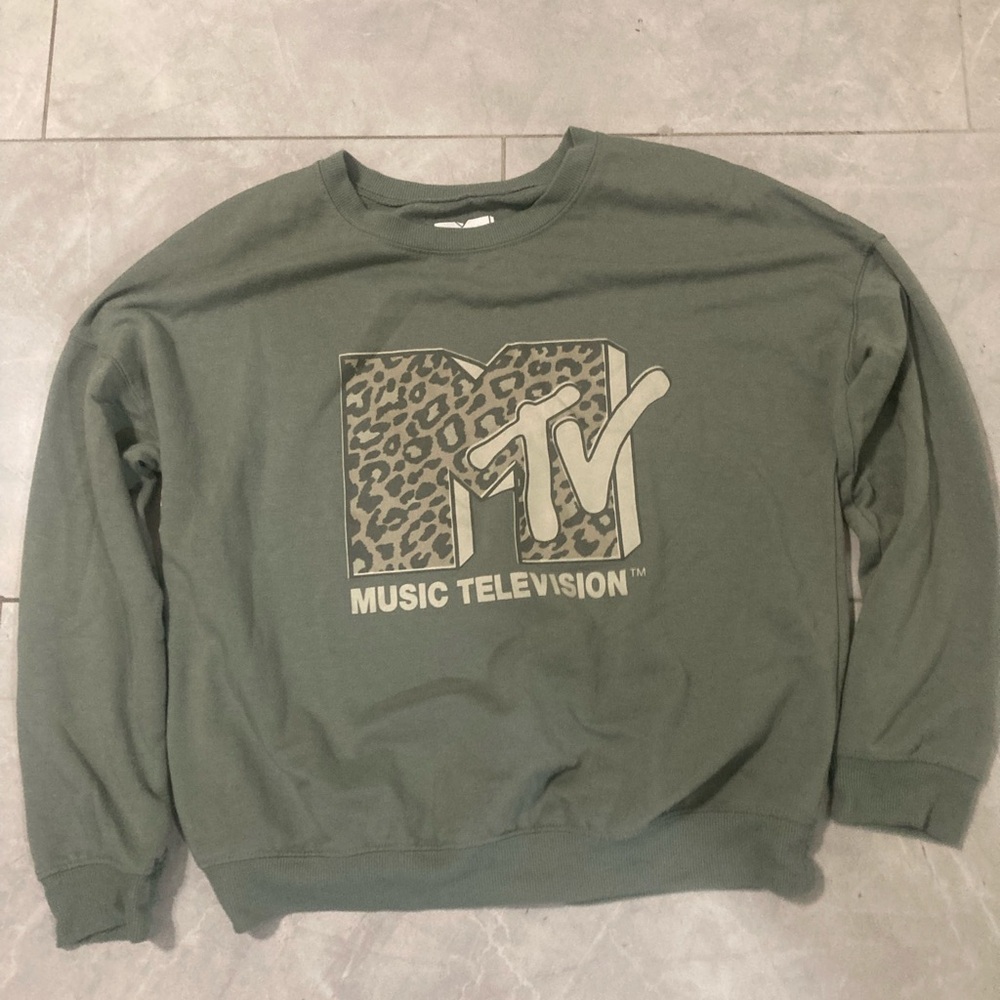MTV Green Leopard Print Sweatshirt
